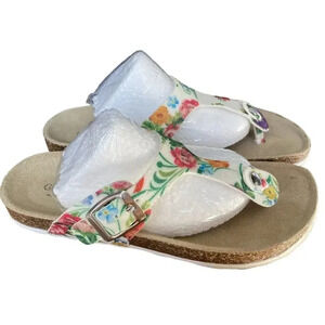 Giulia Palai Floral Glitter Thong T Strap Leather Socks Sandals Women Size 5